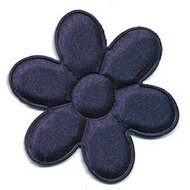 Applicatie bloem donker blauw satijn effen groot 45 mm (ca. 25 stuks)