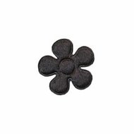 Applicatie bloem zwart satijn effen klein 20 mm (ca. 25 stuks)