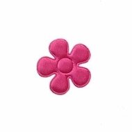 Applicatie bloem fuchsia satijn effen klein 20 mm (ca. 25 stuks)