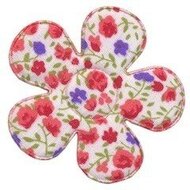 Applicatie bloem met bloemenprintje rood groot 45 mm (ca. 25 stuks)