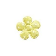 Applicatie bloem geel met witte stippen satijn klein 20 mm (ca. 25 stuks)