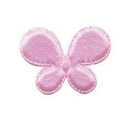 Applicatie vlinder roze satijn effen middel 35 x 25 mm (ca. 25 stuks)