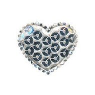 Applicatie hart met pailletten zilver middel 35 x 30 mm (10 stuks)