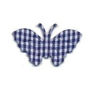 Applicatie geruite vlinder donker blauw-wit middel 40 x 25 mm (ca. 25 stuks)