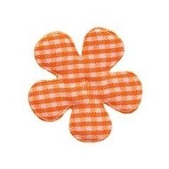 Applicatie geruite bloem oranje-wit middel 35 mm (ca. 25 stuks)