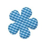 Applicatie geruite bloem aqua-wit middel 35 mm (ca. 25 stuks)