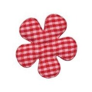 Applicatie geruite bloem rood-wit middel 35 mm (ca. 25 stuks)