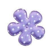 Applicatie bloem lila met witte stip satijn middel 35 mm (ca. 25 stuks)