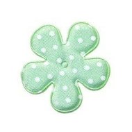 Applicatie bloem groen met witte stip satijn middel 35 mm (ca. 25 stuks)