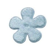 Applicatie bloem licht blauw fluweel middel 35 mm (ca. 25 stuks)