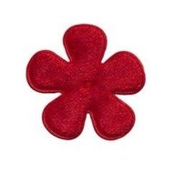 Applicatie bloem rood fluweel middel 35 mm (ca. 25 stuks)
