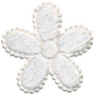 Applicatie bloem wit fluweel groot 45 mm (ca. 25 stuks)
