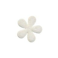 Applicatie bloem met smalle blaadjes wit vilt klein 20 mm (ca. 100 stuks)