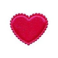 Applicatie hart fuchsia satijn effen middel 35 mm (ca. 25 stuks)