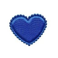 Applicatie hart kobalt blauw satijn effen middel 35 mm (ca. 25 stuks)
