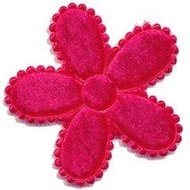 Applicatie bloem fuchsia fluweel groot 45 mm (ca. 25 stuks)