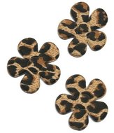 Applicatie bloem met panter print bruin groot 45 mm (ca. 25 stuks)