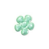 Applicatie bloem groen met witte stippen satijn klein 20 mm (ca. 25 stuks)