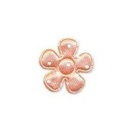 Applicatie bloem zalm/oranje met witte stippen satijn klein 20 mm (ca. 25 stuks)