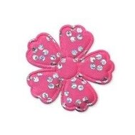 Applicatie bloem satijn roze met zilveren bloemetje middel 35 mm (ca. 25 stuks)