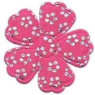 Applicatie bloem satijn roze met zilveren bloemetje groot 45 mm (ca. 25 stuks)