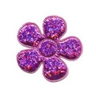 Applicatie glitter bloem fuchsia middel 35 mm (ca. 25 stuks)