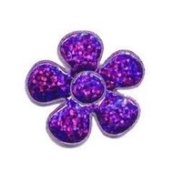 Applicatie glitter bloem paars middel 35 mm (ca. 25 stuks)