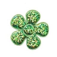 Applicatie glitter bloem groen middel 35 mm (ca. 25 stuks)