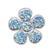 Applicatie glitter bloem zilver middel 35 mm (ca. 25 stuks)