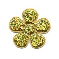 Applicatie glitter bloem goud middel 35 mm (ca. 25 stuks)