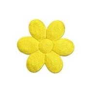 Applicatie bloem geel satijn effen middel 30 mm (ca. 25 stuks)