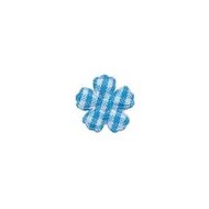 Applicatie geruite bloem aqua-wit mini 15 mm (ca. 100 stuks)