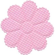 Applicatie geruite bloem roze-wit EXTRA GROOT 75 mm (ca. 25 stuks)
