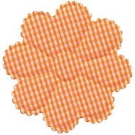 Applicatie geruite bloem oranje-wit EXTRA GROOT 75 mm (ca. 25 stuks)