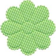 Applicatie geruite bloem groen-wit EXTRA GROOT 75 mm (ca. 25 stuks)