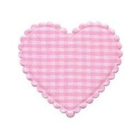 Applicatie geruit hart roze-wit groot 40 x 40 mm (ca. 25 stuks)