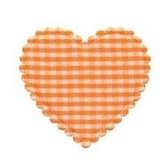 Applicatie geruit hart oranje-wit groot 40 x 40 mm (ca. 25 stuks)