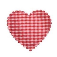 Applicatie geruit hart rood-wit groot 40 x 40 mm (ca. 25 stuks)