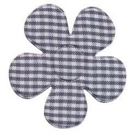 Applicatie ruitjes bloem grijs groot 45 mm (ca. 25 stuks)
