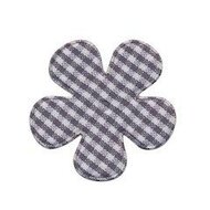 Applicatie geruite bloem grijs-wit middel 35 mm (ca. 25 stuks)