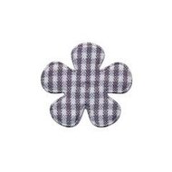Applicatie geruite bloem grijs-wit middel 25 mm (ca. 25 stuks)
