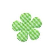 Applicatie geruite bloem groen-wit klein 27 mm (ca. 25 stuks)