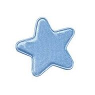 Applicatie ster licht blauw satijn effen middel 30 mm (ca. 25 stuks)