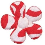 Applicatie bloem met zebra print wit/rood groot 45 mm (ca. 25 stuks)