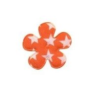 Applicatie bloem oranje met witte sterren katoen klein 25 mm (ca. 25 stuks)