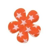 Applicatie bloem oranje met witte sterren katoen middel 35 mm (ca. 25 stuks)
