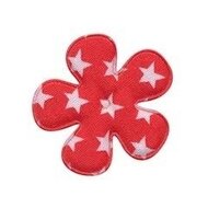 Applicatie bloem rood met witte sterren katoen middel 35 mm (ca. 25 stuks)