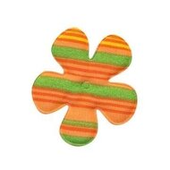 Applicatie bloem gestreept oranje katoen middel 35 mm (ca. 25 stuks)