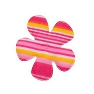 Applicatie bloem gestreept roze katoen middel 35 mm (ca. 25 stuks)