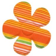 Applicatie bloem gestreept oranje groot 45 mm (ca. 25 stuks)
